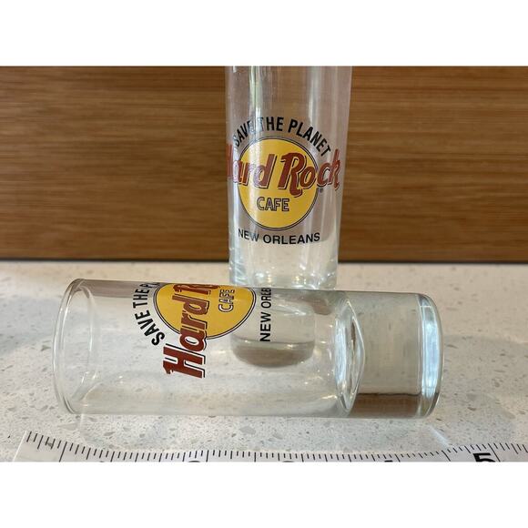 Hard Rock Cafe Shot Glass New Orleans‎ Save The Planet Set Of 2 In Original Box - Picture 6 of 8